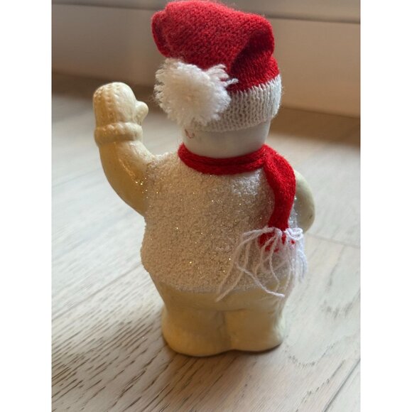 Vintage Snowman Figurine With Red Hat & Scarf ceramic porcelain christmas winter - Picture 6 of 8